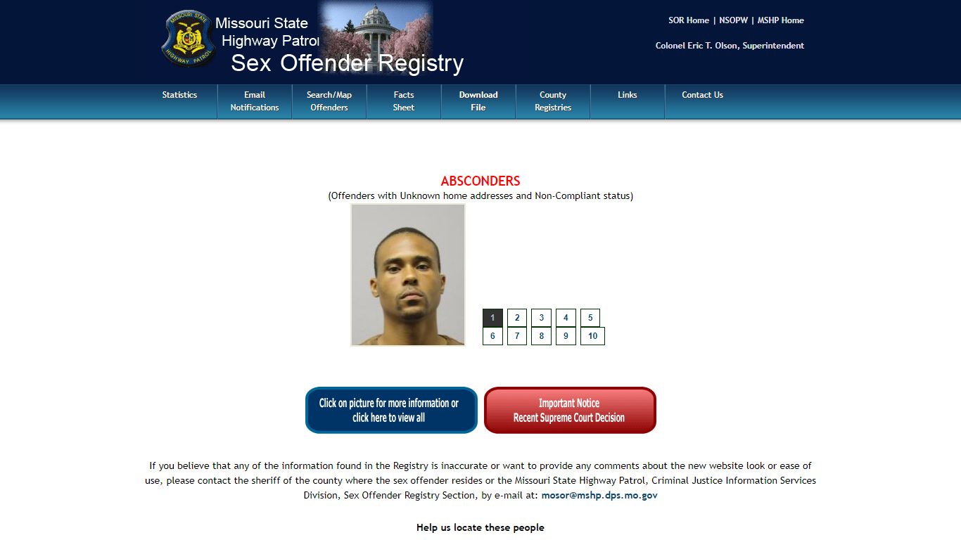 Missouri Sex Offender Registry Home